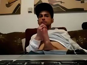 Ripped Stud Strokes His Big Cock to a Webcam Orgasm