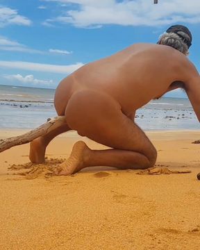 Ladysilva on the Beach Naked Masturbates with a Cock in Her Hot Ass