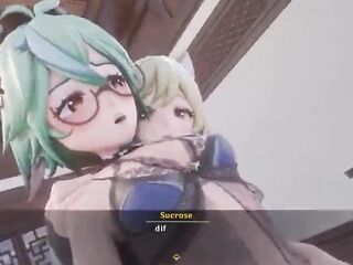 Lumine and sucrose bang with a shemale hentai potion