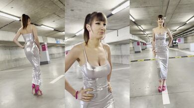 Long transparent dress view panties ass , big tits