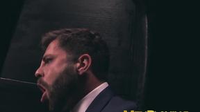 ”Suited Hector De Silva had his prick sucked before fucking the warm hole of Josh”