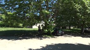 Sexy young straight creampied in outdoor park
