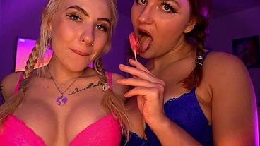 ASMR licking candy