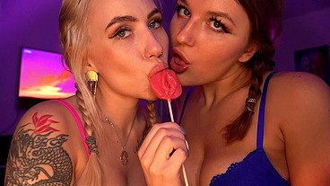 ASMR licking candy