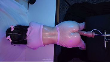 Tiny Asian Pussy VS A Big Fat Dildo Fuck Machine Before Bed - 18yo Shy Asian