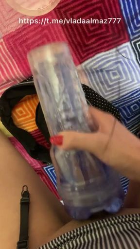 Rus Shemale cum on her dirty panties   Clip 1