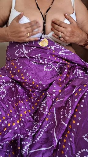 Purple Saree Love the Gujrati Bhabhi Feeling