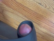 Close-up Cumshot. Cum bubbles after huge load dropped. Cock Vibrator cumming.