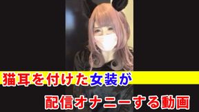 [Individual shooting] A video of a cross-dresser wearing cat ears masturbating