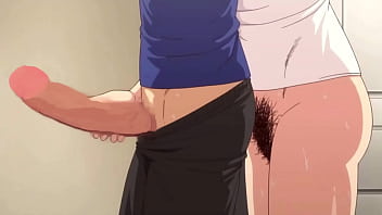 English-subtitled hentai shows huge dick in wet pussy