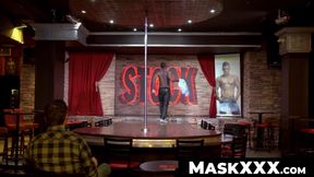 MaskXXX.com - Black stripper's blowjob reception from mature cock lover Pascal