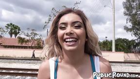 ”Brown & titty Aaliyah Hadid riding cock in public”
