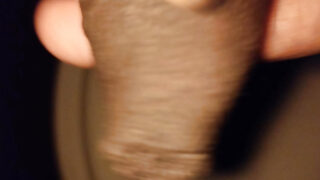 Homemade close-up of horny Indian slut masturbating his thick black cock