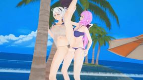 honkai impact elysia and kiana futanari beach sex hentai mmd 3d purple hair