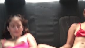Amateur Argentine and Colombian lesbianas masturbate each other on the way to work