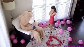 Dude in teddy bear outfit fucks tempting girlfriend Jasmine Grey