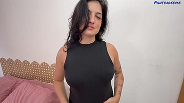 Cute Brunette Shayy in Black Pantyhose and Heels Gets Fucked Anal In Pantyhose Audition