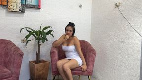 Small Latina gets fucked hard in an exciting casting by man with huge cock until it ends in a big cumshot in her tight pussy.