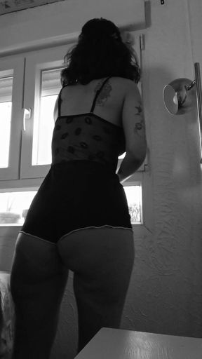 Akasha Cleaning the Window Panes Facing the Neighbor Might Have a Good View
