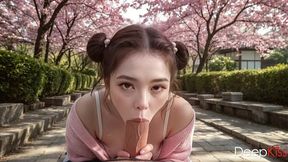 a cute japanese girl gently sucks my thick, huge cock, takes it deep down her throat, and swallows my cum[ai]