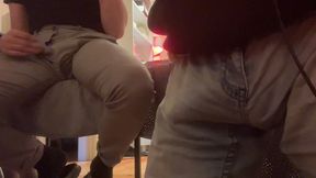 2 amateur flatmates wetting their pants on cam for a follower