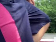 Japanese college student practicing sexual intercourse outdoors!【Big dick】【Spanked many times】