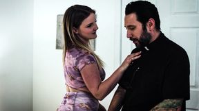 ”Horny mature priest gives in to temptation of big round ass chubby teen”