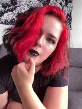Goth Mommy JOI stepmom gushes on face while son counts down to cumload