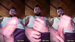 intense masturbation with spit before bed. stroke my big uncut latino cock until i shoot a big cum load that flies all across the room ? wanna catch that warm milk with your mouth next?