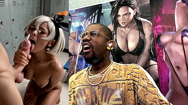 Ebony Pokemon Trainer Jerking Off A Cock Until Her Face Gets Cum Covered, AI Generated