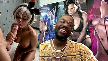 Ebony Pokemon Trainer Jerking Off A Cock Until Her Face Gets Cum Covered, AI Generated