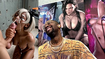 Ebony Pokemon Trainer Jerking Off A Cock Until Her Face Gets Cum Covered, AI Generated