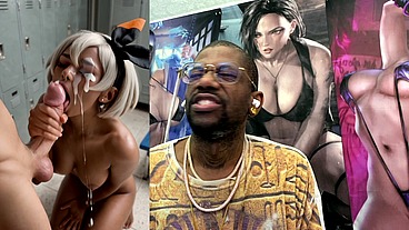 Ebony Pokemon Trainer Jerking Off A Cock Until Her Face Gets Cum Covered, AI Generated