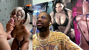Ebony Pokemon Trainer Jerking Off A Cock Until Her Face Gets Cum Covered, AI Generated