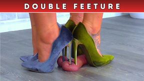 Puncturing Your Cock & Balls Under Our Crushed Velvet Heels - Double CBT Feeture: Balls Cam & Glans Cam (217)