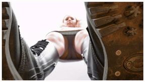 Slut in short skirt and dirty military Doctor Martens boots, fc126x 1080p