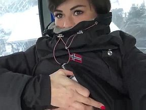 Getting Nude In A Ski Lift While Passionately Masturbating