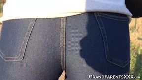 Teenage babe learns how to suck dick from milf