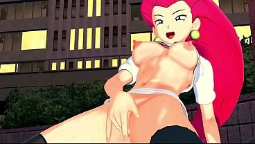 Jessie from Team Rocket fingers her pussy until she cums - Pokemon Hentai.