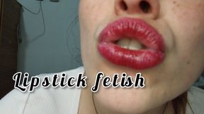 I paint my lips with my lipstick