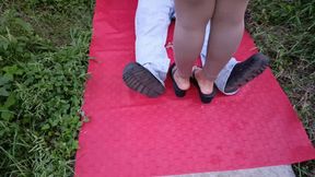 With her little feet Kendall dominates man and gives him a great handjob (5)