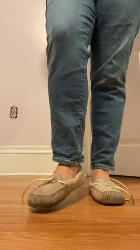 Showing off Filthy Slippers and Pink Soles