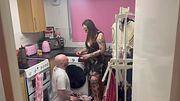 British Domme Cate McQueen Being Served By Lucky Slave