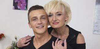 Pretty slim mature lady having passionate hardcore sex with her handsomeToyboy.