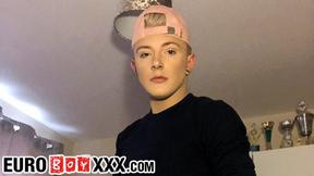 ”British Twink Teddy Lane Spanks His Butt Then Rides His Dildo”