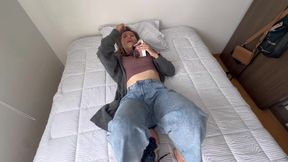 I stroke myself and suck him then get fucked and scream like the big slut I am