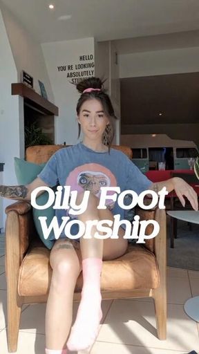 Oily foot worship