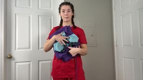 Trying On 5 Pairs of Scrubs with Matching Lingerie Sets