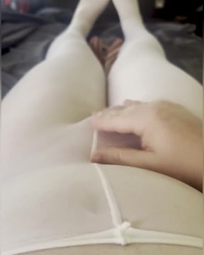 Trans Girl in Pantyhose Cums From Vibrator