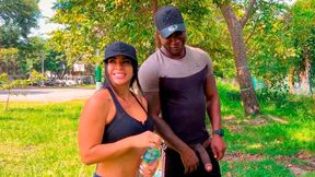 Coach proudly displays his big black cock&#x1F32D; to busty Silvana Lee in the park - Xander Black